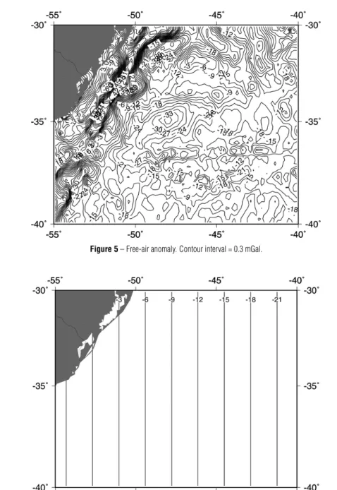 Figure 6 – Regional free-air anomaly (first-order polynomial surface). Contour interval = 0.3 mGal.