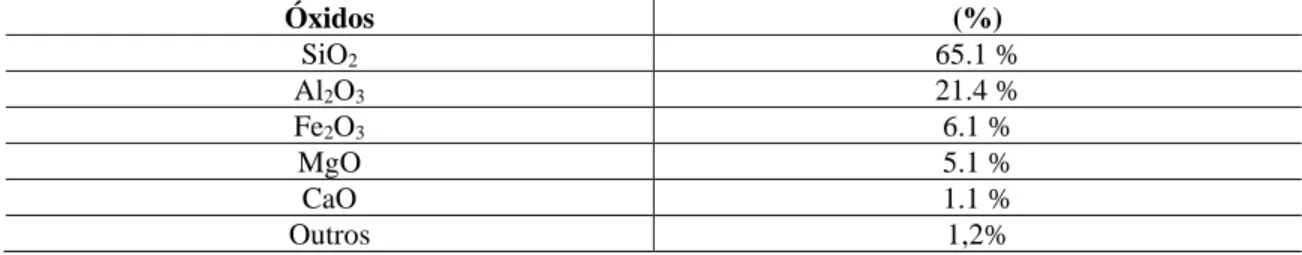 Tabela 2. Composição química da argila. 
