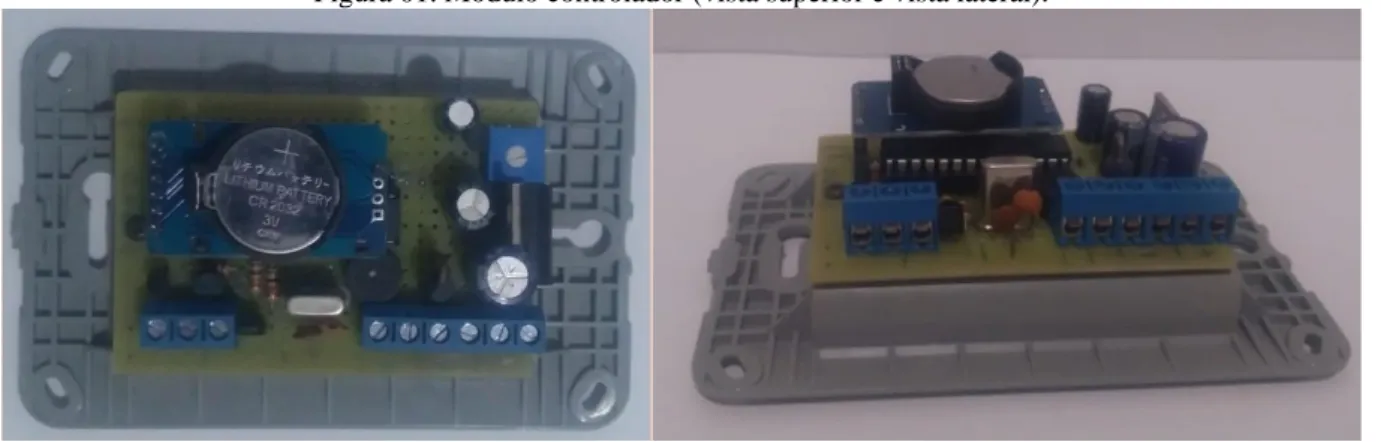 Figura 01. Módulo controlador (vista superior e vista lateral). 