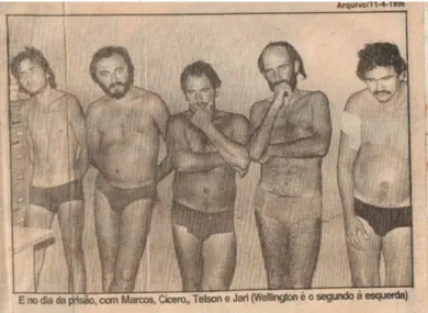 Figura 1- Recorte de O Globo, 5 setembro de 1993. A imagem mostra os primeiros momentos da prisão dos  militantes