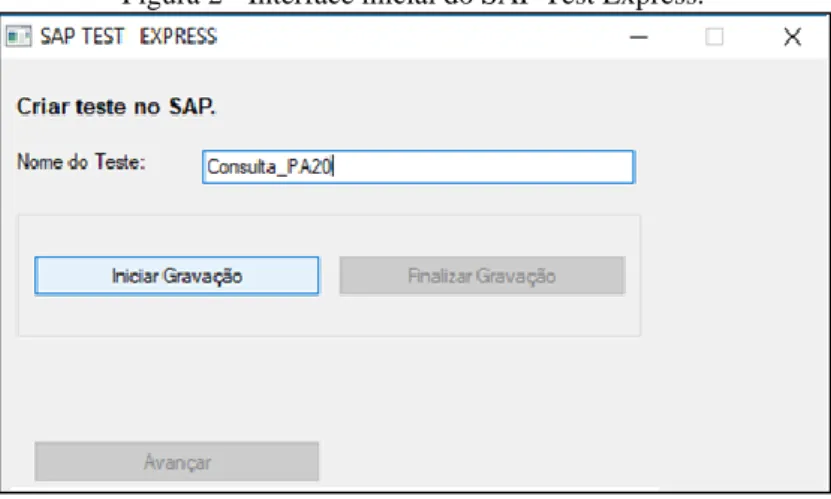Figura 2 - Interface inicial do SAP Test Express. 