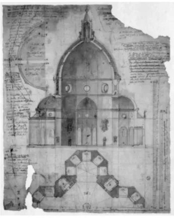 Figura 2: Esboço da Cúpula Santa Maria Del Fiore, Filippo Brunelleschi.
