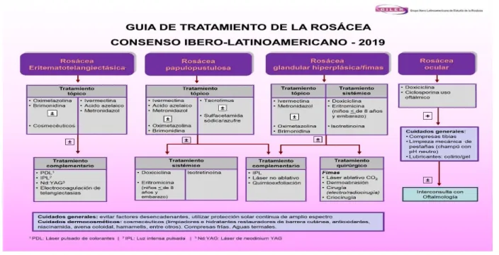 Figura 2 – Guía de Tratamiento – 2019 - Grupo Ibero Latinoamericano de Estúdio de la Rosácea (GILER)    