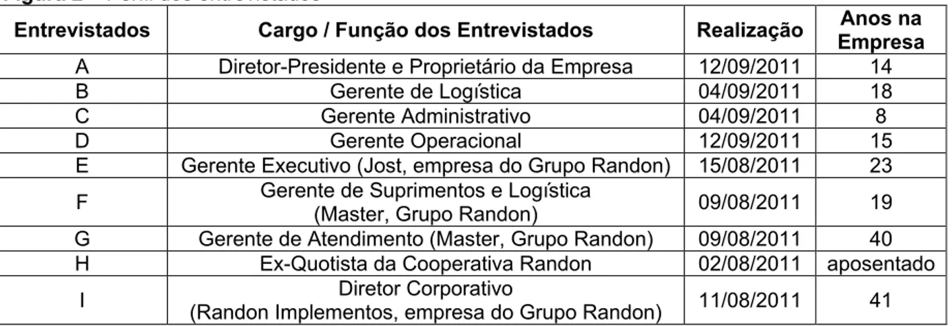 Figura 2 – Perfil dos entrevistados