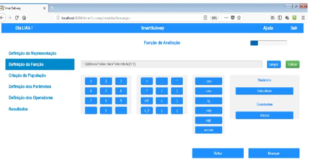 Figura 10: Página definição da função de avaliação 