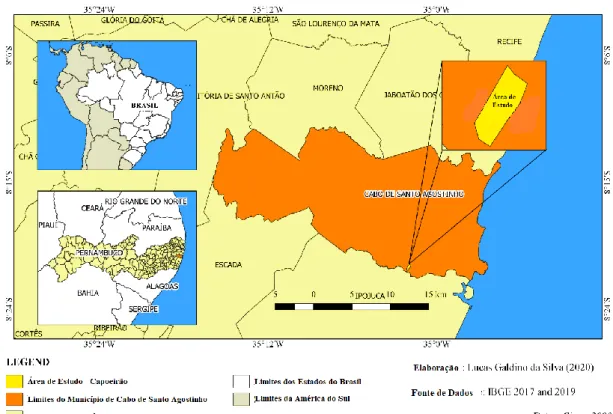 Figura 1: Localização da área estudada - Cabo de Santo Agostinho, PE. 