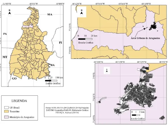Figura 1: Localização Geográfica do Município de Araguaína (TO), onde o Hospital Universitário citado na pesquisa  está localizado