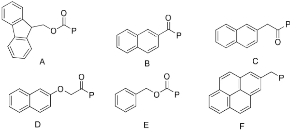 Figure 12 Examples of π-stacking inducing groups frequently employed in the  synthesis of hydrogelators