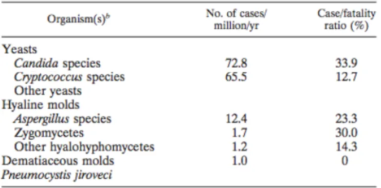 Table I.I. Agents of opportunistic mycosis. Adapted from Pfaller  et al . 2007. 