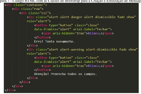 Figura 6 - Mensagens de Erro e Alerta 