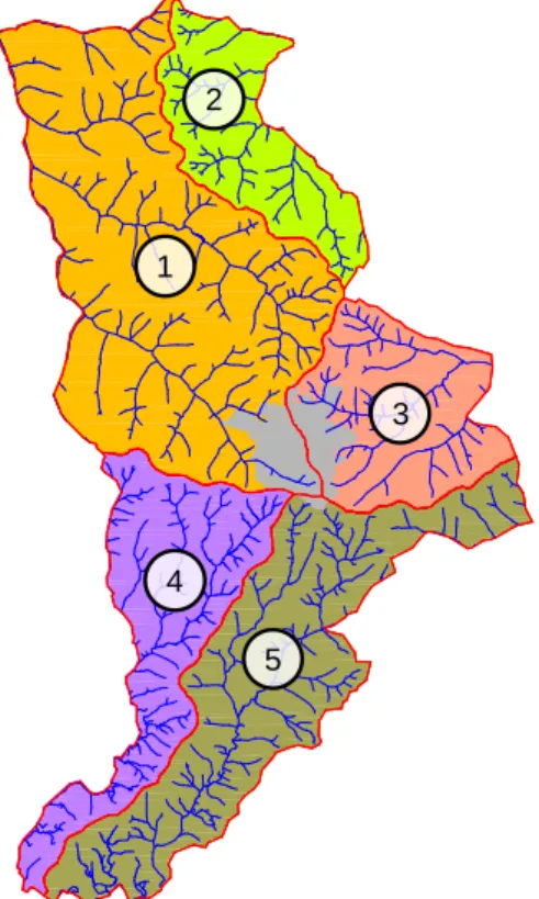 Figura 2. Mapa de localização das sub-bacias hidrográficas no município de Fernandópolis – SP