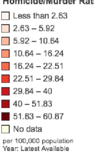 Figure 4.  Raw data shading legend for murder rate data