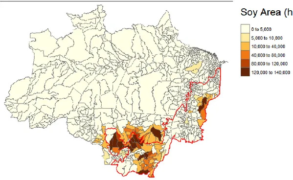 Figure 2 - Soy planted area at each biome in 2006 