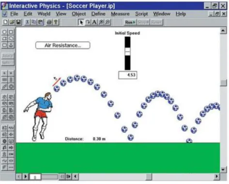 Figura 2 - Exemplo 2 de interface do Interactive Physics  Referência: https://www.physicscurriculum.com/interactivephysics/ 