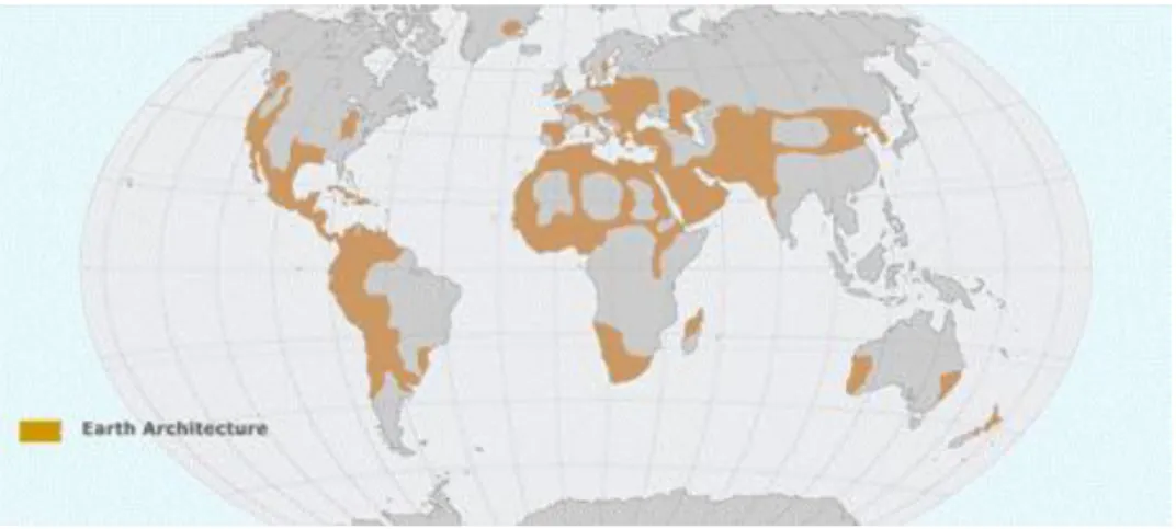 Figure 1 – World distribution of earthen architecture [7]. 