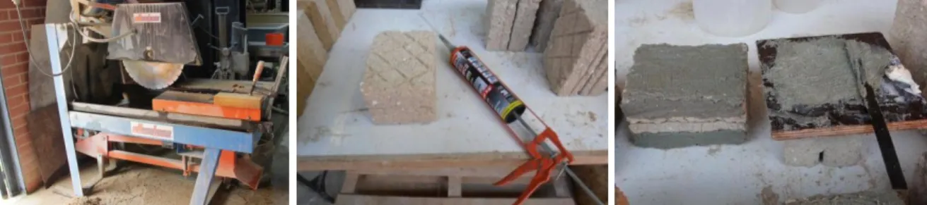 Figure 17 - Preparation of specimens: cutting process and preparation to the application of one layer  of polyester resin