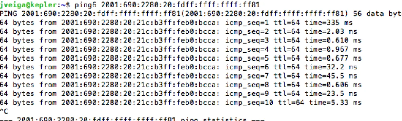 Figura 4.1: Envio de ICMPv6 ECHO REQUESTS