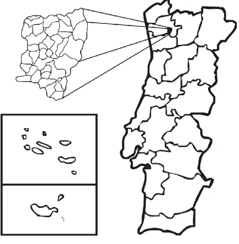 Figura 1. Localização geográfica do concelho de Fafe e das suas freguesias. 