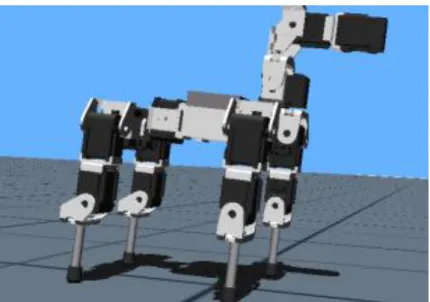 Figure 1.2 - Quadruped robot model rendered in Webots TM  [4]. 