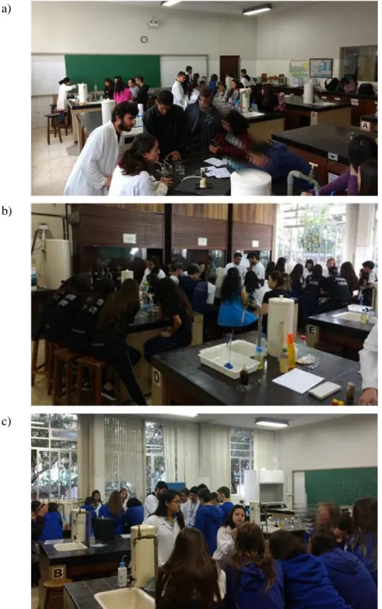 Figura  5  -  Vista  geral  dos  estudantes  das  escolas  participando  dos  Experimentos  de  Química,  apresentados  pelos  estudantes de graduação