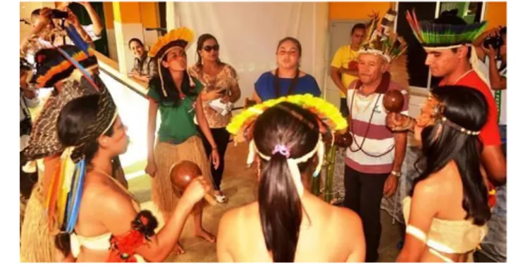 Figura 5 – Roda do ritual indígena do toré na escola da comunidade dos Kanindé de Aratuba