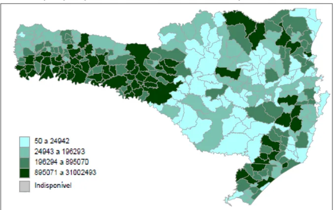 FIGURA 3: Mapa da produção de aves em Santa Catarina - efetivo de cabeças (2006).