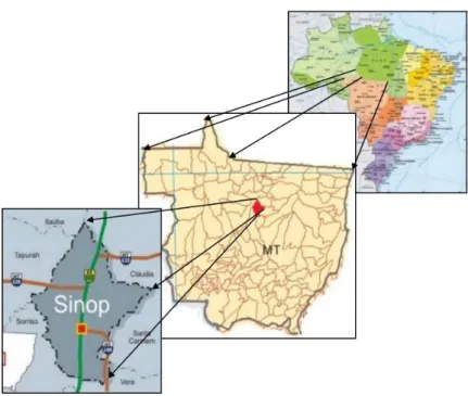 Figura 2: Mapa de localização do município de Sinop  Fonte:Ohira (2015) 