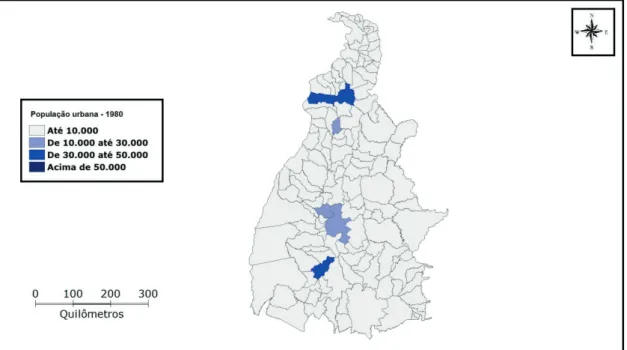 Ilustração 3. População urbana nos municípios do Tocantins – 1980.