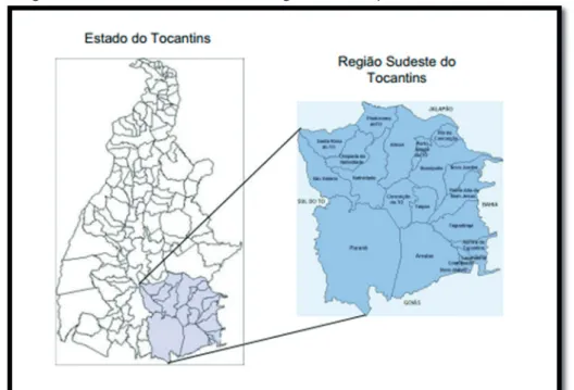 Figura 2. A região Sudeste do Tocantins – microrregião de Dianópolis.