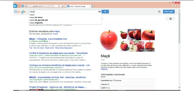 FIGURA 1 – Resultados para pesquisa de “maçã” no motor de busca Google