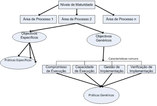 Figura 3 – Componentes do modelo CMMI (adaptado de (SEI, 2002)). 