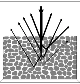 Figura 2: Representação da reflexão especular e difusa de uma onda eletromagnética em  uma amostra particulada [15]