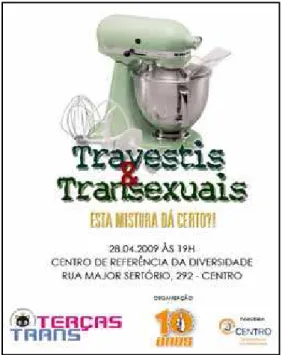 Figura 1. “A difícil mistura”. Cartaz das Terças Trans  referente à reunião sobre diferenças entre travestis e transexuais