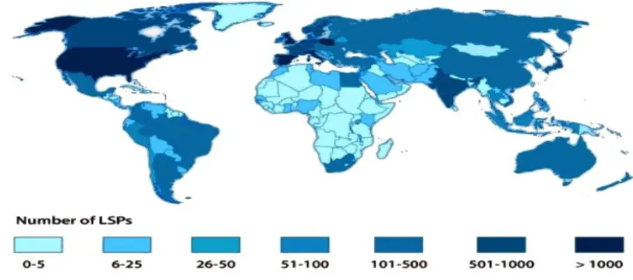 Gráfico 3: Language Service Provider Population Density  Fonte: Common Sense Advisory (2010:3) 