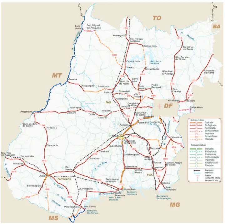 Figura 01. Localização do Município de Anápolis-GO e Ferrovia Norte Sul