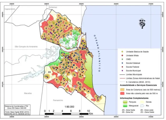 Figura 2. Acessibilidade aos serviços essenciais (saúde e educação) em Natal/RN