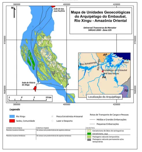 Figura 01: Unidades Geoecológicas do Arquipélago do Embaubal, localizado no Rio Xingu - Amazônia  Oriental.