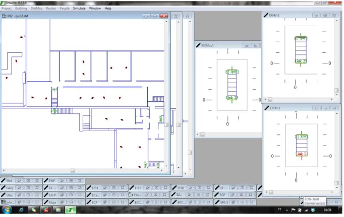 Figura 8: Ecrã do Simulex - Pisos, escadas e links 