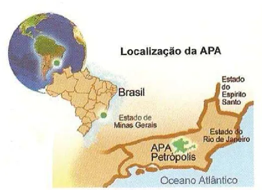 Figura 1: Mapa de localização da APA Petrópolis. Modi ﬁ  cado de GRAEFF, 2003.