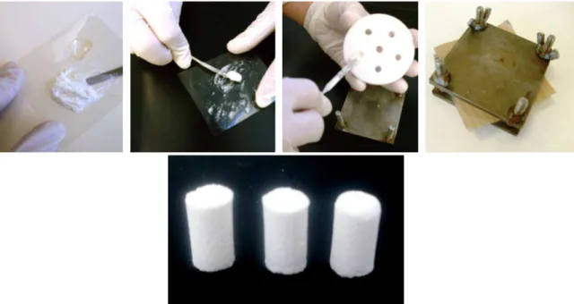 Figure 3: Example of the preparation of a moulded cement formulation. 