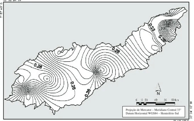 FIGURA 7: Coeiciente de variação da precipitação total anual, para a Bacia do Rio Tapacurá no período de 1970 a 2000.