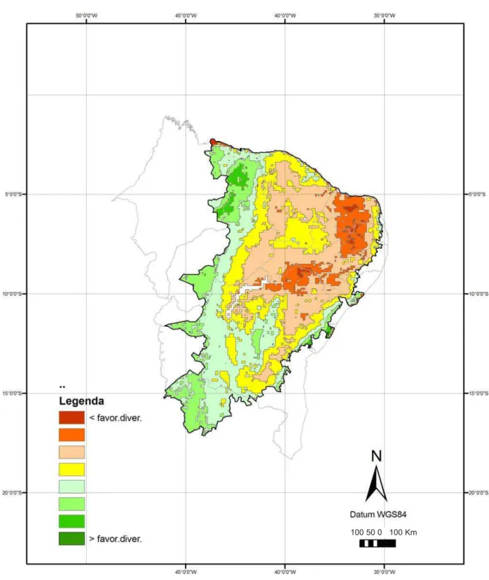 Figura  6.  Favorecimento  à  diversidade  florística  do  bioma  Caatinga  (S1)  =  0.3333*ndvi+0.1111*fapar+0.3333*