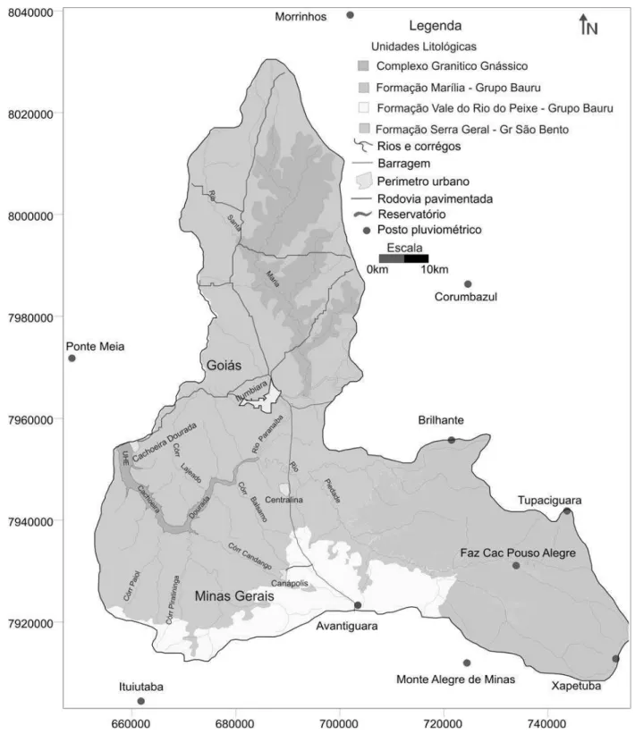 Figura 2. Mapa geológico da área de estudo, adaptado da Agência Goiana de Indústria e Mineração – Companhia de Pesquisa de Recursos Minerais (2002).