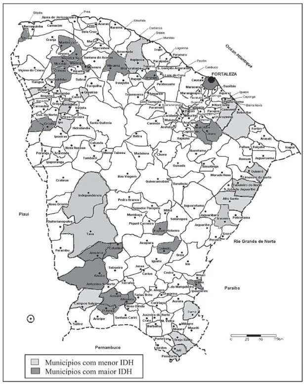 FIGURA 1. Mapa do Estado do Ceará: municípios cearenses Fonte: ANA, 2006. Adaptação dos Autores.