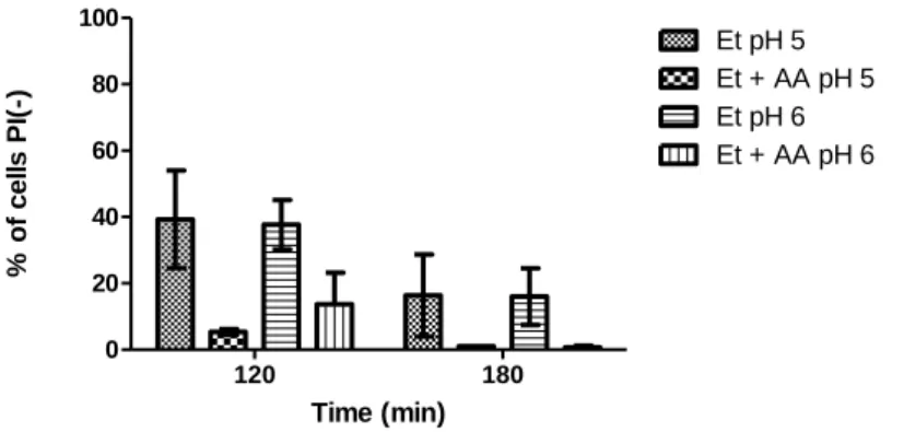 Fig.  5  -  The  protective  effect  of  acetic  acid  against  ethanol  in  BY4741  Wt  cultures
