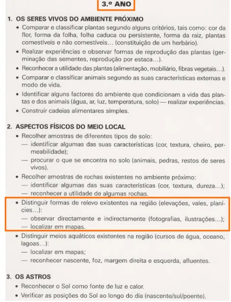 Figura 11 – Programa de Estudo do Meio, Bloco 3 – À Descoberta do Ambiente Natural,  3º Ano 5