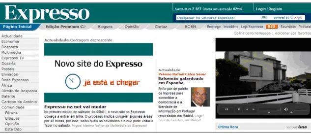 Figura 2 - Fonte &lt;http://clix.expresso.pt/&gt; (acedido em 2007.09.07) 