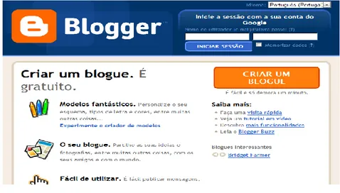 Figura 13 – Página inicial do Blogger