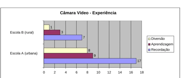 Gráfico 10 - Câmara de vídeo – Experiência (N=45) 