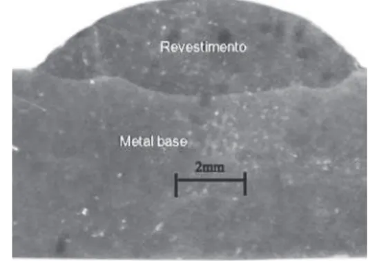 Tabela 5: Valores de regulagem dos parâmetros de tecimento e valores obtidos das características geométricas dos revestimentos  para ensaios de validaçào